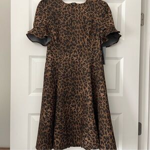 ANDREW MARC Leopard Print Ruffle Sleeve women's Dress Size 4